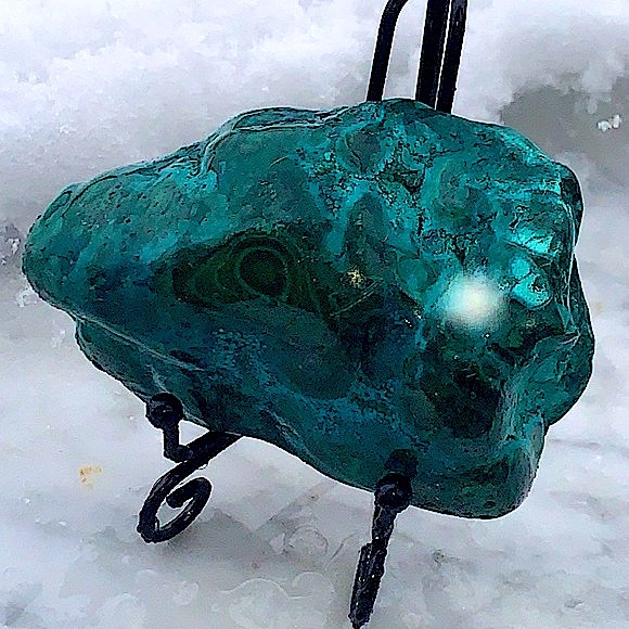 MALACHITE AND CHRYSOCOLLA POLISHED 5 INCH HEALING STONES - Picture 12 of 12